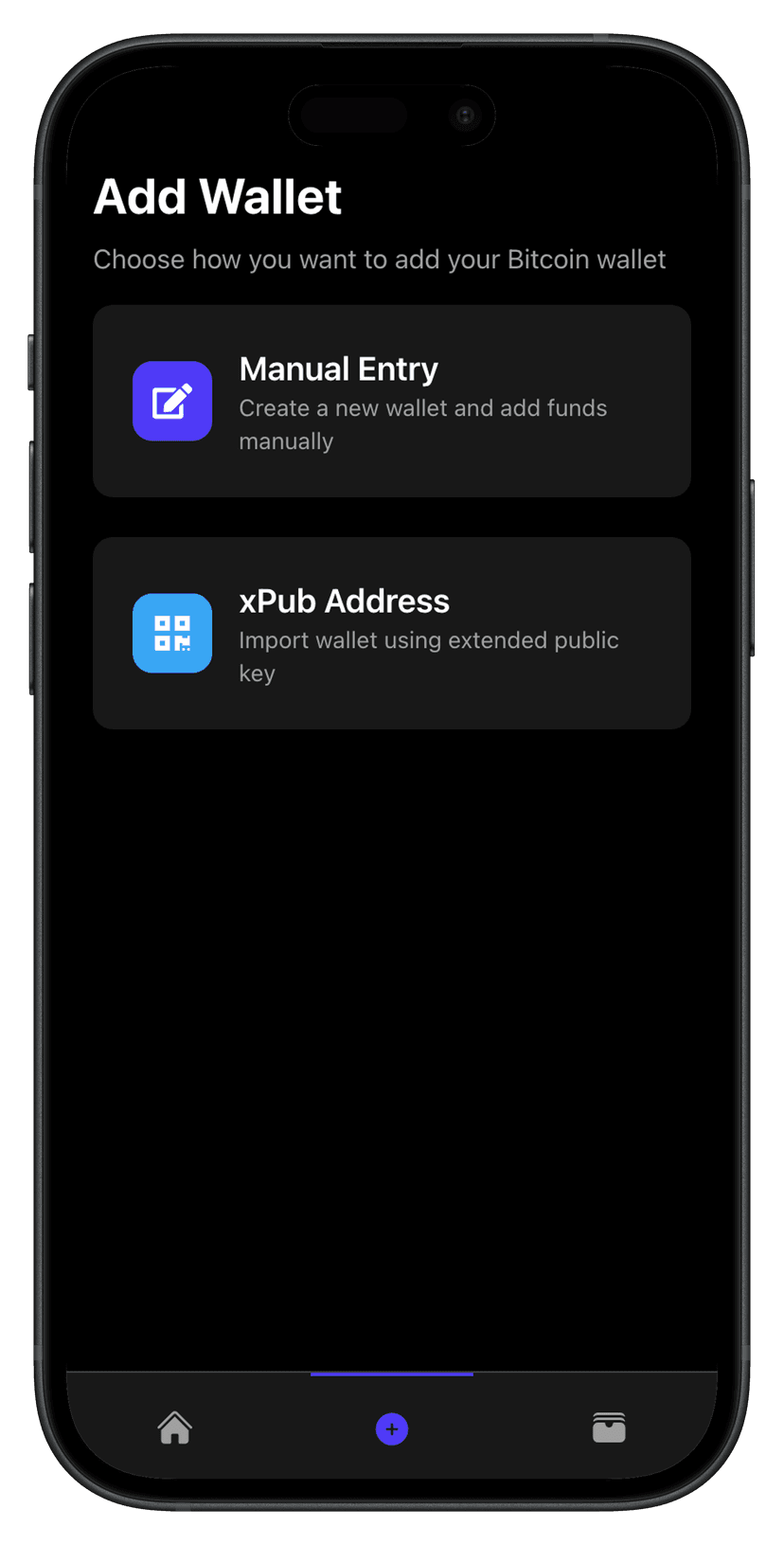 A mockup of the "My Wallets" screen in the SatsFolio app.